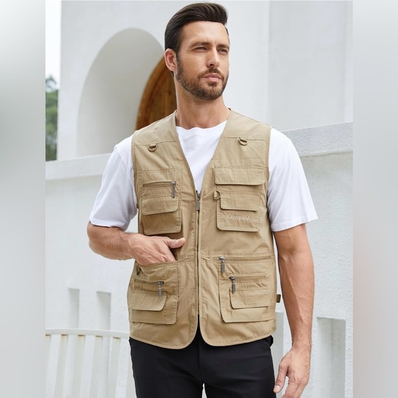 Men's Tan Utility Vest Size M - Picture 4 of 4